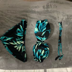 tropical print bikini set